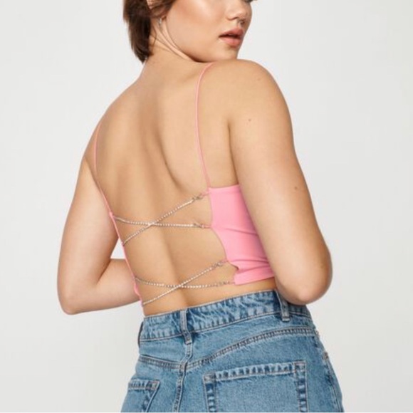 pink crop criss cross sequin back 💓💎 - Picture 1 of 7